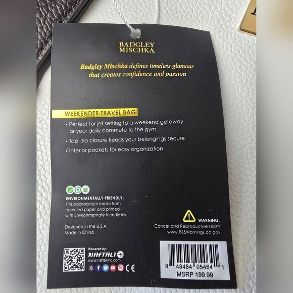 Badgley Mischka Anna Vegan Weekender Tote New - Picture 5 of 11